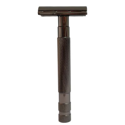 Vintage Manual Beard Clipper for Men Traditional Trimmer with 10 Blades Dark Gray Precise Facial Body Grooming Tool Travel Home