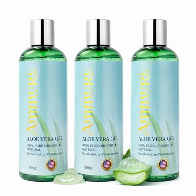 Ammuri Aloe Vera Gel 300ml 100% Pure Organic & Natural Soothing & Hydrating for Face, Body & Hair After Sun Care Daily Moisturiser Non-Sticky Vegan Cruelty-Free