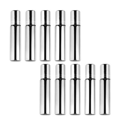 PATKAW 10 Pcs 10ml Essential Oil Roller Bottles with Steel Ball Stainless Steel Cap UV Glass Refillable Perfume Containers for Travel and Aromatherapy