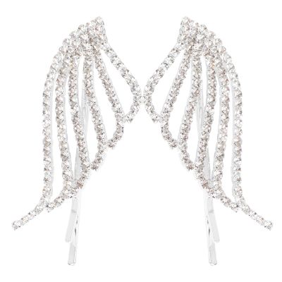 IMUSINICE Wing Shaped Hair Clip Pair Silver Rhinestone Women Decorative Hairpin for Wedding Party Bridesmaids Bridal Hair Accessories