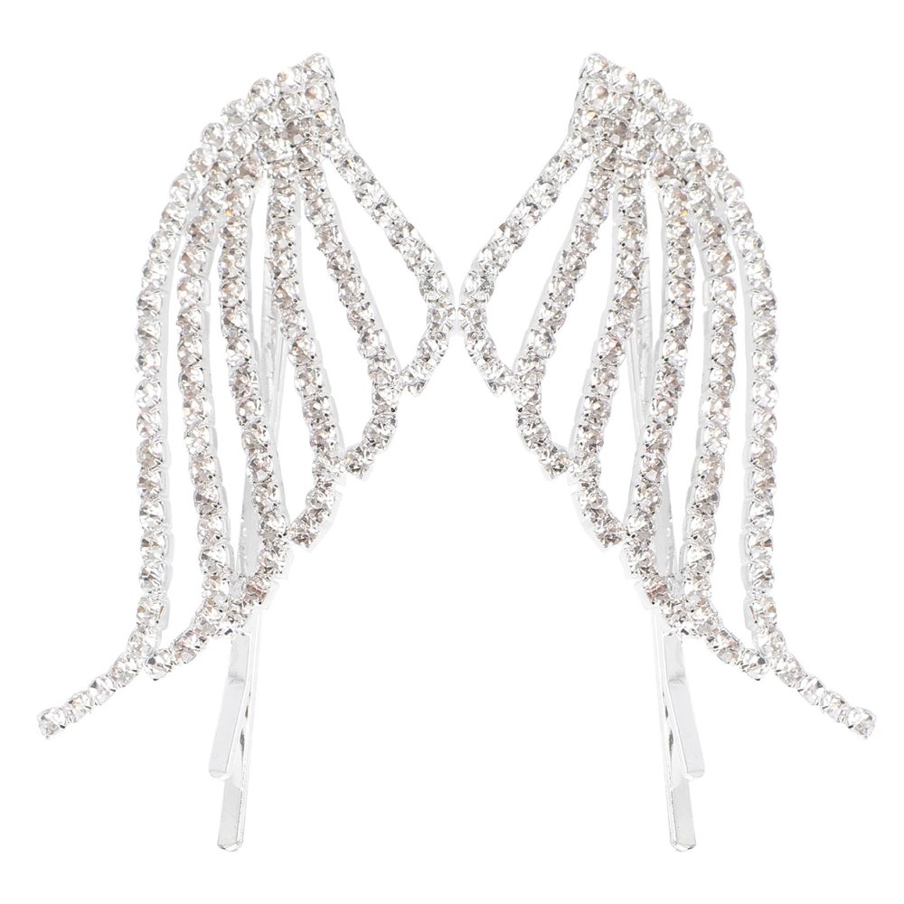 IMUSINICE Wing Shaped Hair Clip Pair Silver Rhinestone Women Decorative Hairpin for Wedding Party Bridesmaids Bridal Hair Accessories