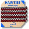 FlowCo. SLIM Series Slim Flat Men's Hair Ties, 8 Pack No Crease, Discreet 2-in-1 Bracelet for Man Bun, Top Knot, Wear as Bracelet (Red Black & Black White Check Mix) view 1