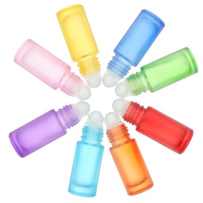 Gogogmee 16pcs 10ml Glass Rollerball Bottles Essential Oil Roll-on Bottles Refillable Subpackage for Travel Aromatherapy with Colorful Random Colors