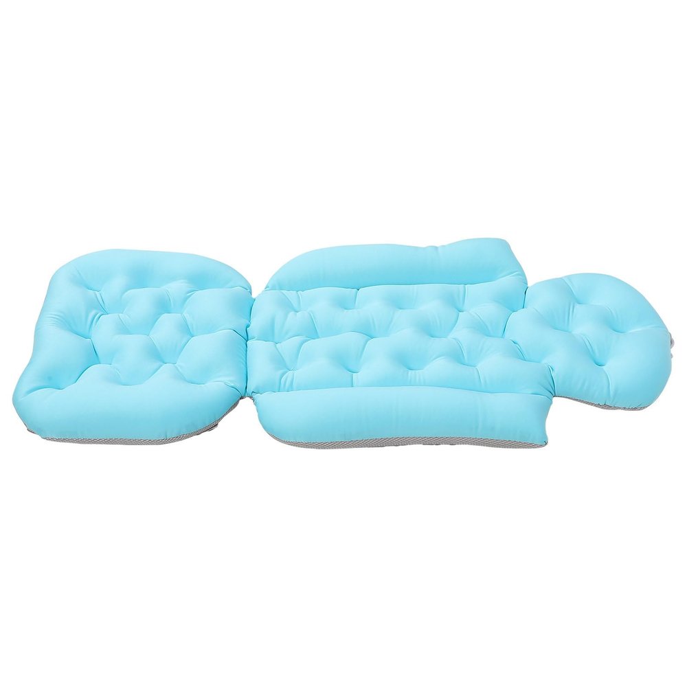 Healifty Adult Bathtub Cushion Pad with Neck and Back Support, Small Suction Cups Bath Mat with Pillow, Blue Tub Pillow for Relaxing Spa Bathing