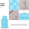 Healifty Adult Bathtub Cushion Pad with Neck and Back Support, Small Suction Cups Bath Mat with Pillow, Blue Tub Pillow for Relaxing Spa Bathing view 3