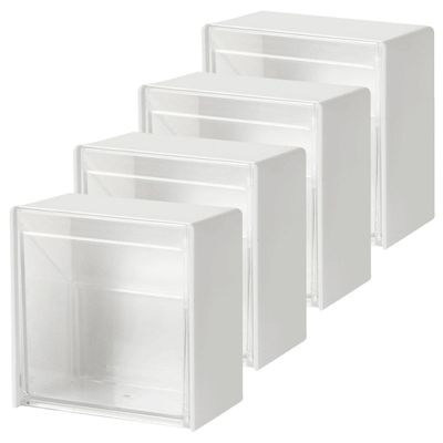 SUPVOX 4 Pcs Wall Mounted Makeup Organizer Boxes Cotton Swab Holder Dustproof Storage Bins White Multi-functional Cosmetic Storage for Bathroom and Vanity