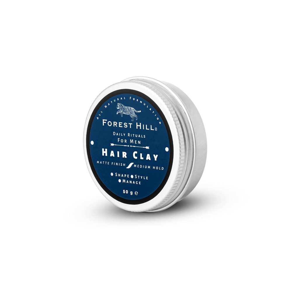 Daily Use Hair Styling Clay For Men, Non Greasy, Lightweight, Natural Look & Medium Hold, Matte Finish, All Natural Formula, Goodness of Shea Butter, Beeswax, Kaolin Clay & Argan Oil, 50g