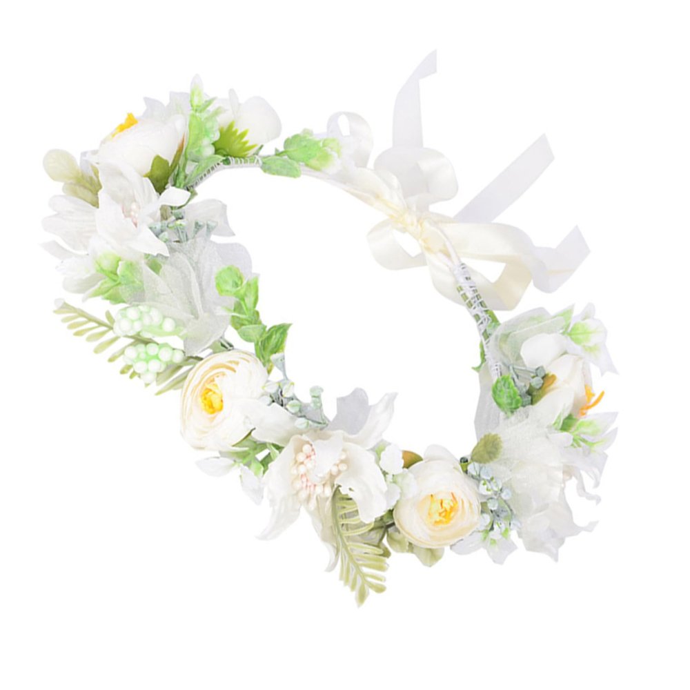 NOLITOY Bridal Wedding Garland Headband Artificial Flower Hair Wreath Fresh Floral Bridal Headpiece for Women Wedding Photos