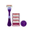 Dollar Shave Club For Women | 1 Purple Wavy Grip Handle, 4 Razor Refills, 1 Shower Hanger | Razors for Women, Womens Razors for Shaving view 1