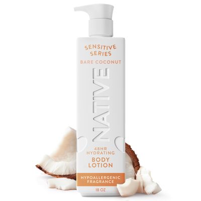 Native Sensitive Body Lotion for Women & Men, Bare Coconut, 18 fl oz