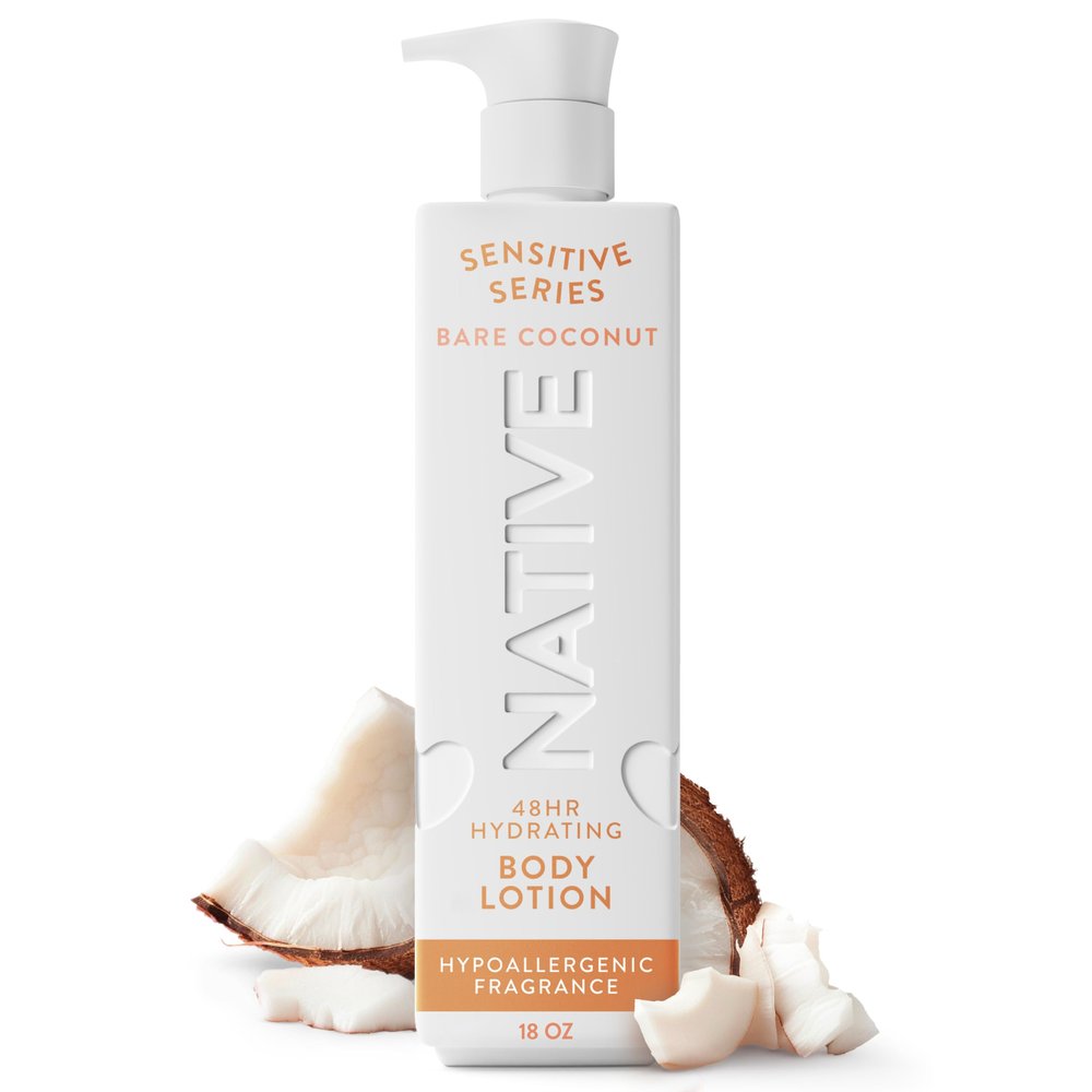 Native Sensitive Body Lotion for Women & Men, Bare Coconut, 18 fl oz