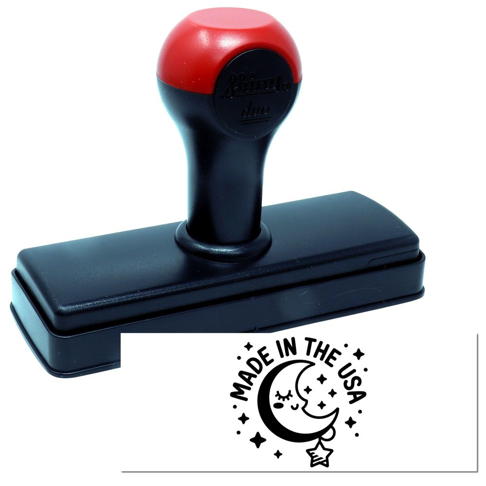 Made in the USA Stamp, Large Duo Hand Craft Stamp, Sleepy Moon