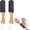 2-Pack Professional Pedicure Foot File with Wooden Handle & Pumice Stone - Callus Remover for Feet & Hands, Foot Scrubber for Dead Skin, Dry Rough Feet, Cracked Heels and Corns view 1