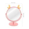 jojofuny 2pcs Cartoon Table Makeup Mirror with Rotatable Stand, Small Vanity Mirrors in Pink Cat Ear and Deer Horn Styles, Portable for Dormitory and Household Use view 2