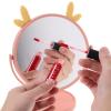 jojofuny 2pcs Cartoon Table Makeup Mirror with Rotatable Stand, Small Vanity Mirrors in Pink Cat Ear and Deer Horn Styles, Portable for Dormitory and Household Use view 4