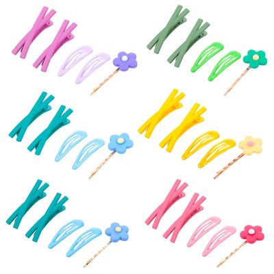 VICASKY Stylish Cross Hairpin and Flower Barrette Set 6pcs, Cream Matte Finish, Girl Hair Accessories for Everyday and Special Occasions Random Color