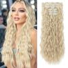 Golden clip style hair extensions 24 inches synthetic hair 7 pieces 1 full head thick natural wave appearance for women's hair view 2