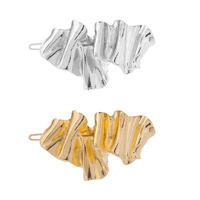 LIFKOME 2pcs Irregular Metal Hair Barrette Set Metal Hair Clips and Women Textured Wave Edge for Side Styling and Daily Use Random Color