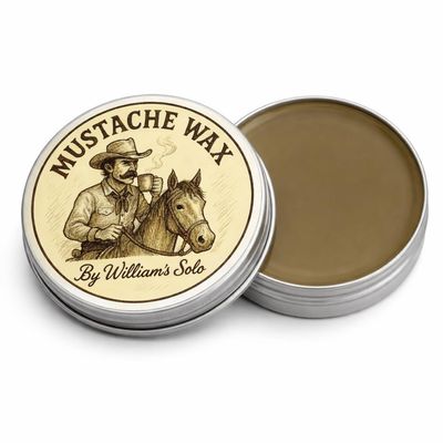 William's Solo Mustache Wax - Strong Hold Mustache Wax - 1 oz tin - No Added Dye or Fragrence