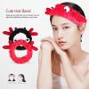 LRXIYODE 2 Pcs Women Face Wash Headbands with Reindeer Antlers, Soft Spa Hairbands for Skincare and Facial Cleansing, Decorative Hair Accessories for Spa and Daily Use view 3