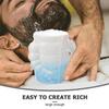 FUOYLOO Ceramic Shaving Bowl Reusable Shaving Cup for Men with Fast Lather Design Blue Porcelain Shave Soap Mug and Travel view 3