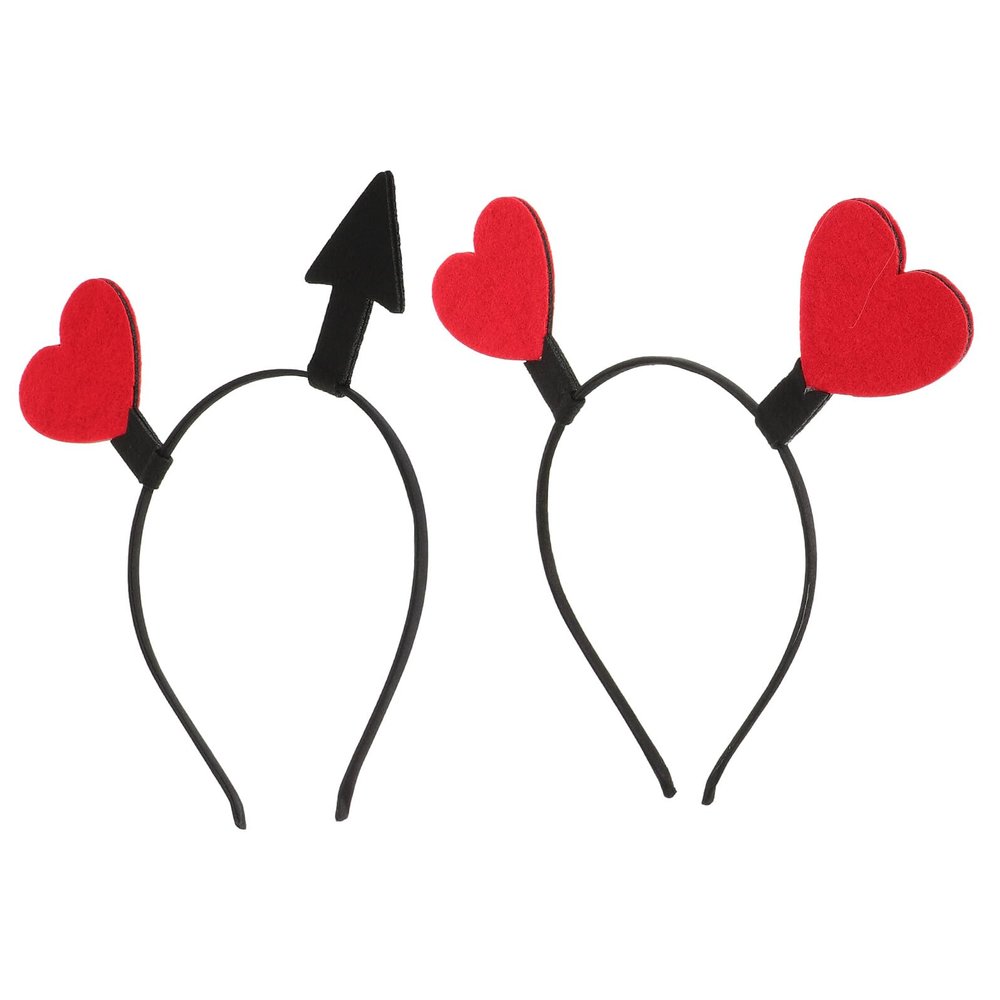 FENICAL 2pcs Valentines Day Love Arrow Headband Red Heart Shape Hairband Cupid Arrow Hair Hoop Party Costume Accessories for Women