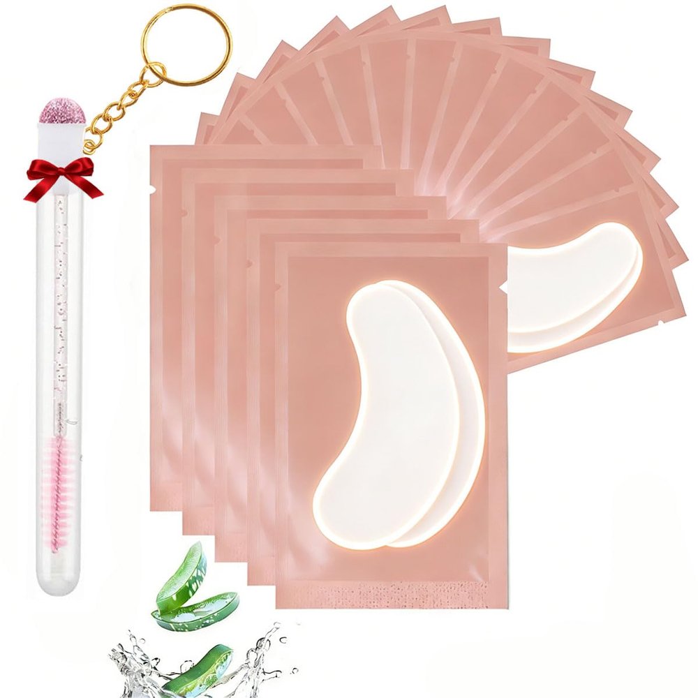 100 Pairs Professional Under Eye Pads Gel Lash Extensions, Premium Hydrogel Patch Gel Pad Beauty Makeup Tool for Under Eyes Eyelash Extension (Pink 50pcs)