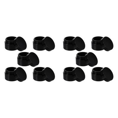 DECHOUS 10pcs 30g Glass Facial Cream Jars Refillable Makeup Sub Containers with Black Lids for Travel and Cosmetic Storage
