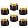 LRXIYODE 6pcs Travel Cream Jar Set 50ml Small Amber Glass Jars with Gold Lids Refillable Cosmetic Containers for Facial Lotion Skincare Storage view 1