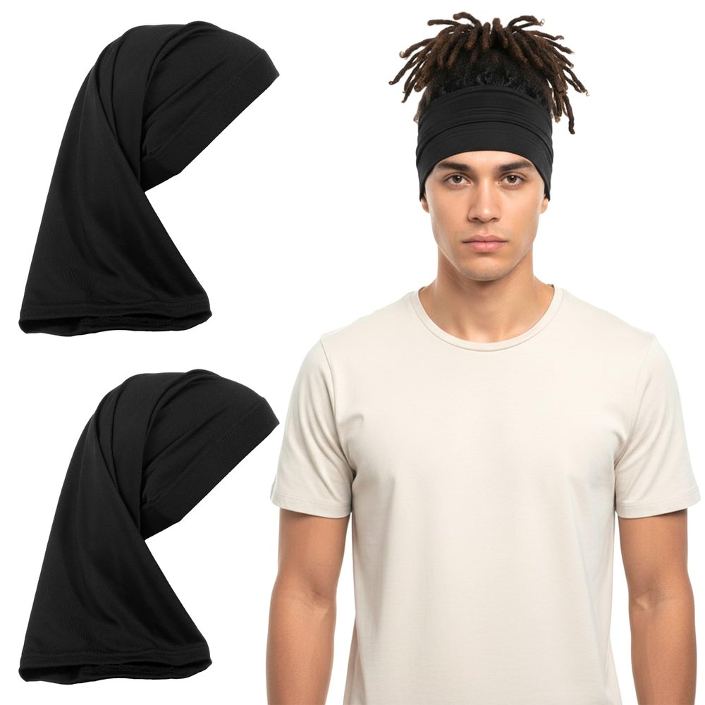 2 PCS Elastic Dreadlock Cap, Wide Stretchable Loc Cap for Men Women, Silky Loc Sock to Protect Hair