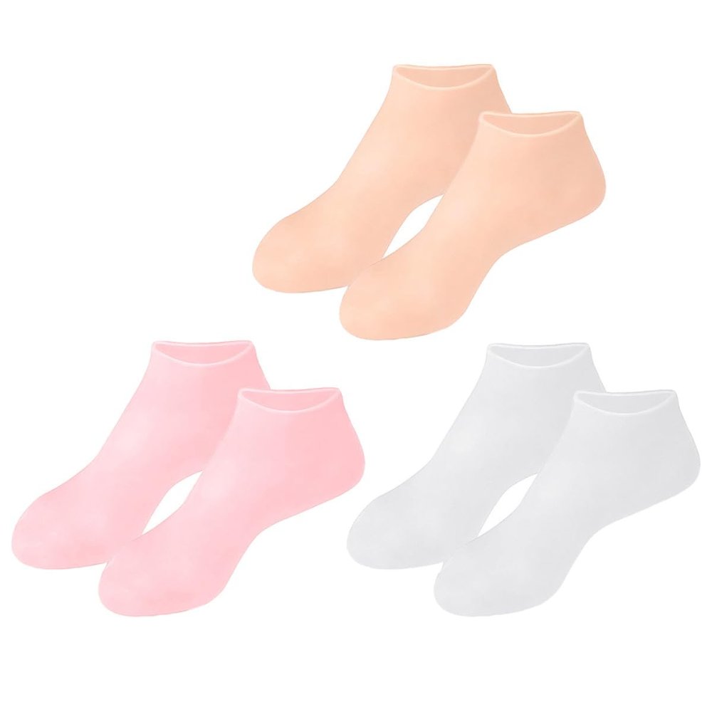 TOPPERFUN Moisturizing Repairing Socks 3 Pairs XL Toeless Foot Care Socks for Cracked Dry Heels Hydrating Skin-Friendly Moisturizing Foot Covers for Women and Men