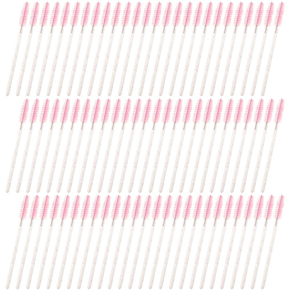 Anneome 100pcs Eyelash Brush Spoolies for Eyelash Extensions, Pink Crystal Handle Mascara Wands, Disposable Lash Comb Applicators for Professional Makeup and Travel