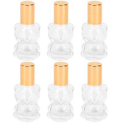 JEWEDECO Refillable Glass Roller Bottles 8ml Small Perfume Bottles 6pcs with Gold Steel Roller Ball for Travel and Essential Oils