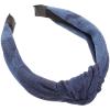 CONGARTENO Denim Knotted Headband for Women, Small Size, Deep to Light Blue Gradient Cotton Fabric Hair Accessory for Daily Wear and Casual Styling view 1
