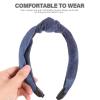 CONGARTENO Denim Knotted Headband for Women, Small Size, Deep to Light Blue Gradient Cotton Fabric Hair Accessory for Daily Wear and Casual Styling view 4