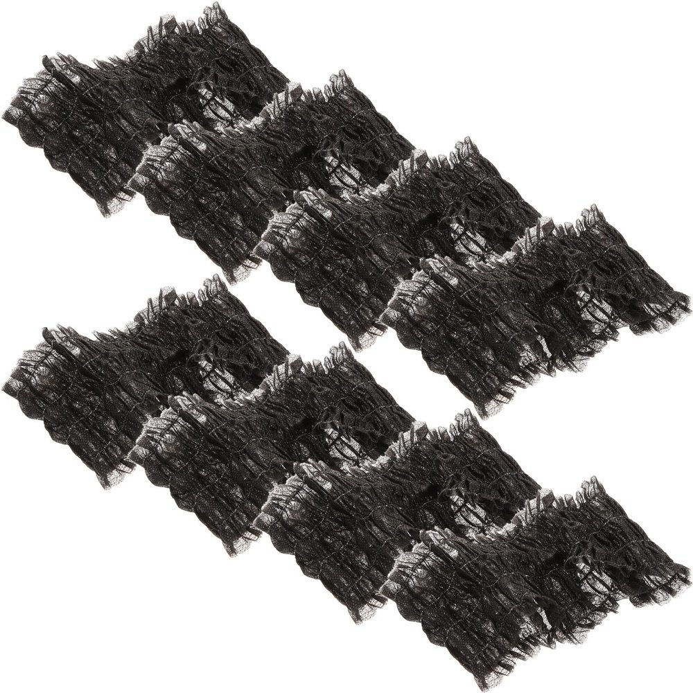 PLAFOPE 100pcs Disposable Non-woven Elastic Headbands for Face Washing Spa Skincare Head Wraps for Women Salon Beauty Use Black