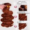 #33 Reddish Brown Human Hair Bundles Copper Red Body Wave Bundles 20 22 24 Inch Unprocessed Brazilian Virgin Hair Copper Brown Human Hair Extensions 50 Gram Per Bundle view 3