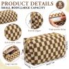 Gilprop 8 Pcs Checkered Makeup Bag Small Cosmetic Pouch Bulk,Brown view 2