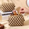 Gilprop 8 Pcs Checkered Makeup Bag Small Cosmetic Pouch Bulk,Brown view 3