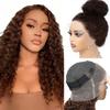 360 Deep Wave Lace Front Drawstring Wigs Human Hair For Women 14" Brown view 1