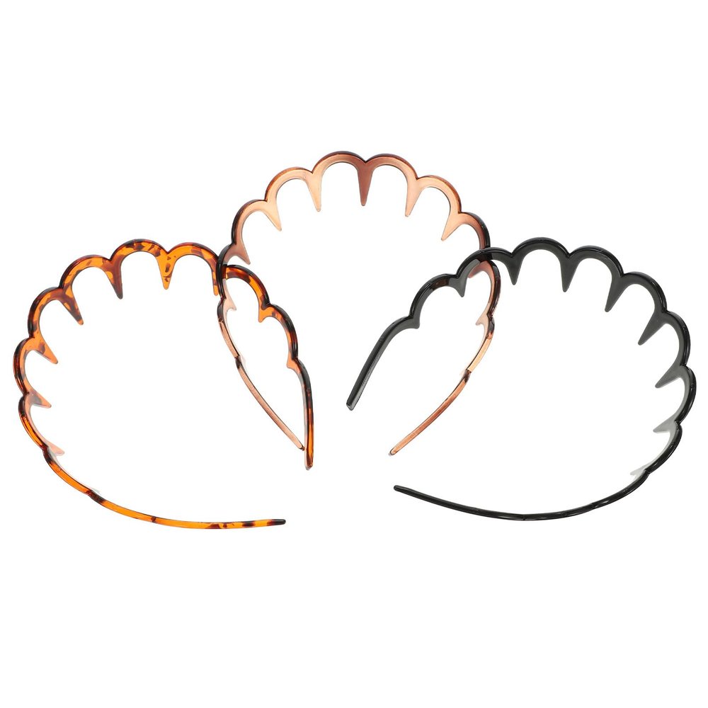 SOIMISS 3pcs Elastic Plastic Toothed Hairband Comb Headbands for Women and Men, Flexible Non-slip Hair Accessories for Sports and Daily Use