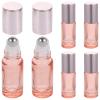 LIFKICH 6pcs 5ml Glass Roller Bottles Refillable Essential Oil Bottles with Rose Gold Roller Balls and Caps for Travel Perfume and Oil Storage view 1