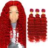 Red Bundles Deep Wave Bundles Human Hair 20 20 20 Inch Unprocessed Brazilian Virgin Hair Weave 3 Bundle Red Deep Wave Human Hair Extensions 50 Grams Per Bundle For Woman view 1