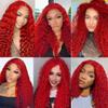 Red Bundles Deep Wave Bundles Human Hair 20 20 20 Inch Unprocessed Brazilian Virgin Hair Weave 3 Bundle Red Deep Wave Human Hair Extensions 50 Grams Per Bundle For Woman view 2