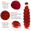 Red Bundles Deep Wave Bundles Human Hair 20 20 20 Inch Unprocessed Brazilian Virgin Hair Weave 3 Bundle Red Deep Wave Human Hair Extensions 50 Grams Per Bundle For Woman view 3