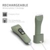 RAIZEL Electric Body Hair Trimmer for Men and Women, Waterproof Groin and Bikini Trimmer, Wet/Dry Cordless Shaver with USB Standing Charge Dock (Khaki) view 4