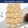 VQQSWAN Raw Bundles Human Hair Body Wave, Bleachable & Dyeable, No Shedding, No Tangles, 15A Raw Vietnamese Hair Bundles, 22Inch, 3X Longer Lifespan, 613 Bleach Blonde view 2