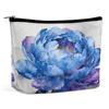 VTCTOASY Blue Peony Makeup Bag for Women Compact & Spacious Makeup Pouch Small Toiletry Bags with Zipper Portable Waterproof Coin Purse Pu Leather Travel Organizer Pouches view 1