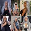 Gray Deep Wave Clip in Hair Extensions - 26 Inch Real Remy Soft Silver Human Hair, 120g 7pcs,Silver Gray Human Hair Extensions Clip ins for Women view 2
