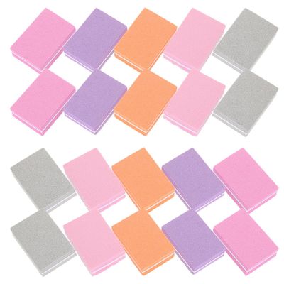 IWOWHERO 100pcs Dual-Sided Nail Sponge Buffer Blocks Mini Portable Nail Files for Manicure and Pedicure Fine Grit Sanding Blocks for Natural Shaping and Polishing at Home Or Random Color